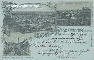 3 Bild Litho - Mondscheinkarte - Radkersburg  - Radkersburg - alte historische Fotos Ansichten Bilder Aufnahmen Ansichtskarten 