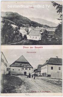 Steirisch Laßnitz: Ansicht mit Kirche - Dorfplatz - Steiermark - alte historische Fotos Ansichten Bilder Aufnahmen Ansichtskarten 