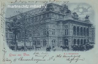 Wien K.K. Hofopernhaus - Mondscheinkarte - Wien - alte historische Fotos Ansichten Bilder Aufnahmen Ansichtskarten 
