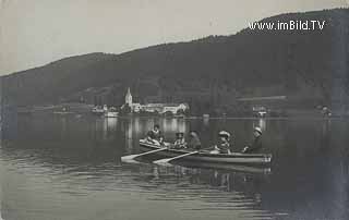 Ossiach mit Ruderboot - Ossiach - alte historische Fotos Ansichten Bilder Aufnahmen Ansichtskarten 