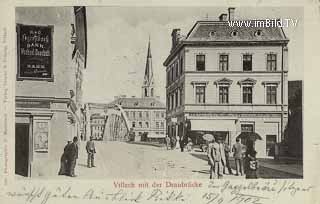 Hauptplatz mit alter Draubrücke - Kärnten - alte historische Fotos Ansichten Bilder Aufnahmen Ansichtskarten 