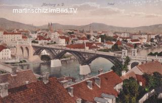 Marburg an der Drau, Draubrücke und Stadtansicht - Slowenien - alte historische Fotos Ansichten Bilder Aufnahmen Ansichtskarten 