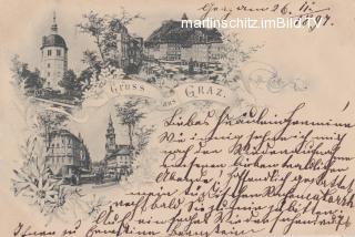 Graz, 3 Bild Litho Karte - Steiermark - alte historische Fotos Ansichten Bilder Aufnahmen Ansichtskarten 