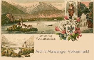 3 Bild Litho Karte - Wocheiner See  - Slowenien - alte historische Fotos Ansichten Bilder Aufnahmen Ansichtskarten 