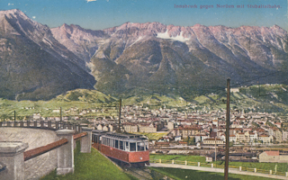 Innsbruck gegen Norden mit Stubaitalbahn - Tirol - alte historische Fotos Ansichten Bilder Aufnahmen Ansichtskarten 