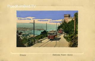 Triest, Straßenbahn nach Opcina - Prägekarte - Italien - alte historische Fotos Ansichten Bilder Aufnahmen Ansichtskarten 