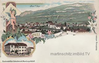 2 Bild Litho Karte - Auer bei Bozen - Trentino Südtirol - alte historische Fotos Ansichten Bilder Aufnahmen Ansichtskarten 
