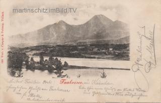 Westansicht der Insel mit Insel-Hotel - Faak am See - alte historische Fotos Ansichten Bilder Aufnahmen Ansichtskarten 