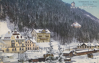 Semmering Bahnhof und Hotel Stefanie - Niederösterreich - alte historische Fotos Ansichten Bilder Aufnahmen Ansichtskarten 