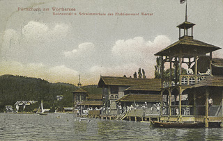 Pörtschach - Badeanstalt des Etablissement Werzer - Klagenfurt Land - alte historische Fotos Ansichten Bilder Aufnahmen Ansichtskarten 