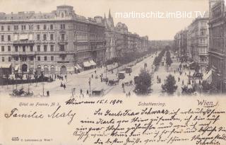 Wien, Schottenring mit Hotel de France - Wien - alte historische Fotos Ansichten Bilder Aufnahmen Ansichtskarten 