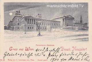 Wien, Parlament - Mondscheinkarte - Wien - alte historische Fotos Ansichten Bilder Aufnahmen Ansichtskarten 