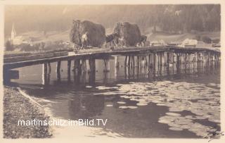 Techendorf, Heueinfuhr über die Holzbrücke - Weißensee - alte historische Fotos Ansichten Bilder Aufnahmen Ansichtskarten 