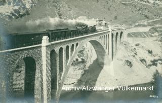 Wocheinerbahn - Salcanobrücke mit Transalpin - alte historische Fotos Ansichten Bilder Aufnahmen Ansichtskarten 
