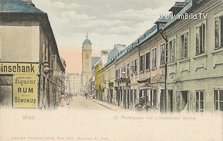 Marktgasse mit Lichtenthalerkirche - Oesterreich - alte historische Fotos Ansichten Bilder Aufnahmen Ansichtskarten 