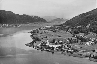 Luftbildaufnahme von Ossiach - Feldkirchen - alte historische Fotos Ansichten Bilder Aufnahmen Ansichtskarten 