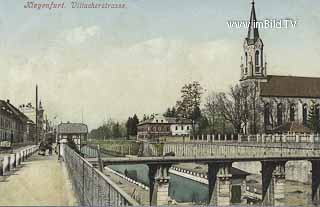 Villacher Strasse und evangelische Kirche - Klagenfurt am Wörthersee - alte historische Fotos Ansichten Bilder Aufnahmen Ansichtskarten 