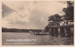 Faak am See, Schiffsanlegestelle auf der Insel  - Finkenstein am Faaker See - alte historische Fotos Ansichten Bilder Aufnahmen Ansichtskarten 