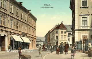 Hotels in der Bahnhofstraße, um 1900 - Villach - alte historische Fotos Ansichten Bilder Aufnahmen Ansichtskarten 