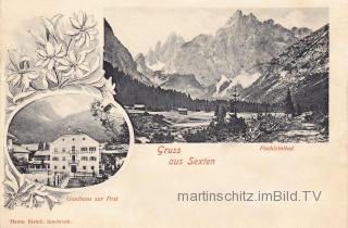 2 Bild Litho Karte - Sexten - Trentino Südtirol - alte historische Fotos Ansichten Bilder Aufnahmen Ansichtskarten 