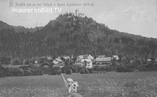 St. Andrä mit Burgruine Landskron - St. Andrä - alte historische Fotos Ansichten Bilder Aufnahmen Ansichtskarten 