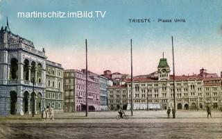 Triest, Piazza Unita mit Rathaus - alte historische Fotos Ansichten Bilder Aufnahmen Ansichtskarten 