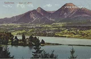 Blick auf Faakersee Insel - alte historische Fotos Ansichten Bilder Aufnahmen Ansichtskarten 