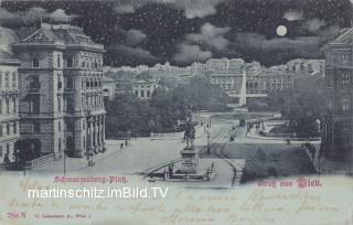 Wien, Schwarzenberg Platz - Mondscheinkarte - Oesterreich - alte historische Fotos Ansichten Bilder Aufnahmen Ansichtskarten 