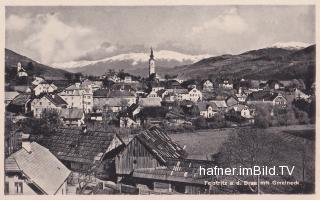 Blick aus Südost von Anhöhe Hauptschule - Villach Land - alte historische Fotos Ansichten Bilder Aufnahmen Ansichtskarten 