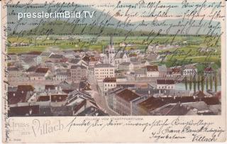 Villach vom Stadtpfarrturm - Villach - alte historische Fotos Ansichten Bilder Aufnahmen Ansichtskarten 