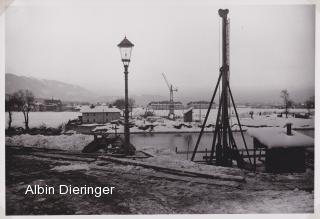 Baustelleneinrichtung für die neue Kriegsbrücke - Villach(Stadt) - alte historische Fotos Ansichten Bilder Aufnahmen Ansichtskarten 