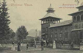 Schwimmschule + Croquetplatz - Villach-Warmbad-Judendorf - alte historische Fotos Ansichten Bilder Aufnahmen Ansichtskarten 