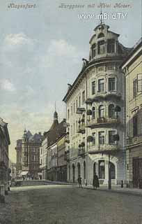 Burggasse mit Hotel Moser - Klagenfurt(Stadt) - alte historische Fotos Ansichten Bilder Aufnahmen Ansichtskarten 