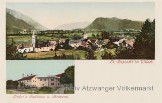 2 Bild Karte Linders Gasthaus und Brauerei  - Villach - alte historische Fotos Ansichten Bilder Aufnahmen Ansichtskarten 