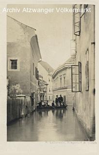 Villach, Lederergasse Überschwemmung - Villach - alte historische Fotos Ansichten Bilder Aufnahmen Ansichtskarten 
