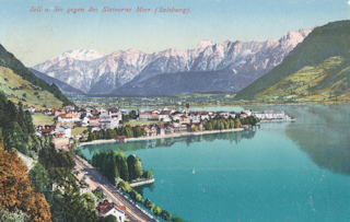 Zell am See gegen das Steinerne Meer - Salzburg - alte historische Fotos Ansichten Bilder Aufnahmen Ansichtskarten 