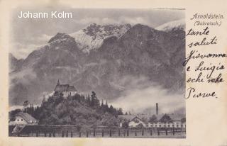 Gaillitz, Blick auf den Dobratsch mit Kirche - Villach Land - alte historische Fotos Ansichten Bilder Aufnahmen Ansichtskarten 