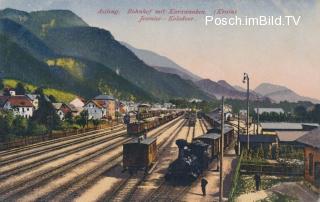 Wocheinerbahn - Assling, Bahnhof mit Karawanken - Aßling / Jesenice - alte historische Fotos Ansichten Bilder Aufnahmen Ansichtskarten 
