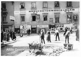 Straßenbauarbeiten, Abtrag der Pflasterung - Villach - alte historische Fotos Ansichten Bilder Aufnahmen Ansichtskarten 