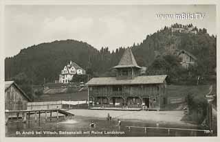 Badeanstalt bei der Ruine Landskron - Villach - alte historische Fotos Ansichten Bilder Aufnahmen Ansichtskarten 