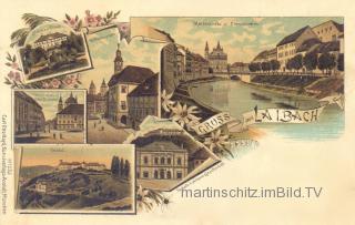 6 Bild Litho Karte - Laibach - Laibach / Ljubljana - alte historische Fotos Ansichten Bilder Aufnahmen Ansichtskarten 