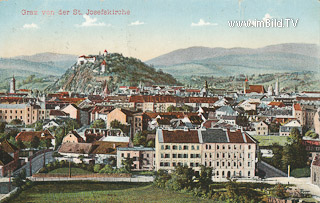 Graz von der St. Josefskirche - Graz,01.Bez.:Innere Stadt - alte historische Fotos Ansichten Bilder Aufnahmen Ansichtskarten 