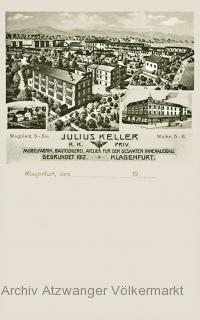 Klagenfurt, Werbekarte  von Julius Keller  - Klagenfurt am Wörthersee - alte historische Fotos Ansichten Bilder Aufnahmen Ansichtskarten 