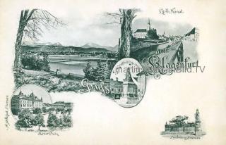 5 Bild Litho Karte - Klagenfurt  - Klagenfurt am Wörthersee - alte historische Fotos Ansichten Bilder Aufnahmen Ansichtskarten 