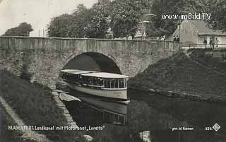 Lendkanal mit Motorboot Loretto - Klagenfurt am Wörthersee - alte historische Fotos Ansichten Bilder Aufnahmen Ansichtskarten 