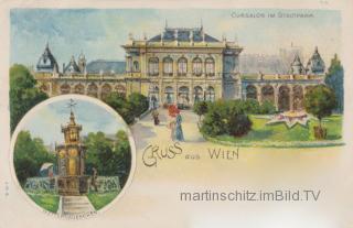 2 Bild Litho Karte - Wien, Cursalon im Stadtpark - Wien  1.,Innere Stadt - alte historische Fotos Ansichten Bilder Aufnahmen Ansichtskarten 