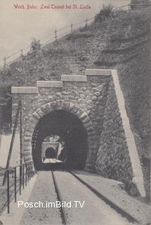 Wocheinerbahn, 3 Tunnel bei St. Lucia - Tolmein (Tolmino) / Tolmin - alte historische Fotos Ansichten Bilder Aufnahmen Ansichtskarten 