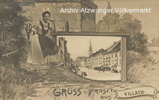 Villach Hauptpatz - Hauptplatz - alte historische Fotos Ansichten Bilder Aufnahmen Ansichtskarten 