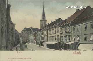 Hauptplatz in Villach mit Rautterhaus - Hauptplatz - alte historische Fotos Ansichten Bilder Aufnahmen Ansichtskarten 