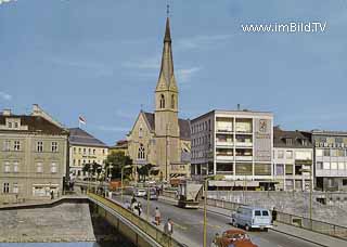 Villach - Draubrücke und Nikolaikirche - Villach-Innere Stadt - alte historische Fotos Ansichten Bilder Aufnahmen Ansichtskarten 